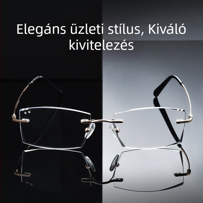 Keret nélküli olvasószemüveg kékfényvédővel, anti-fáradtságos design presbiopiarra, gyémántvágott él
