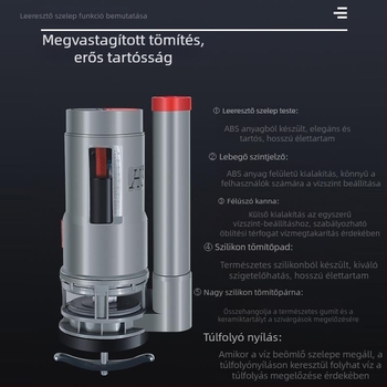 Univerzális WC tartály vízbetöltő szelep, úszóval és kiömlő szeleppel kiegészítőkkel — CE tanúsítvány