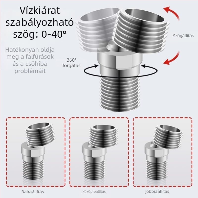 Jiangwei Réz csaptelek kiegészítői – Állítható görbült könyök, Zuhanyhoz hosszabbító, Univerzális tömlőcsatlakozó, Kézi készítés, Modern minimalista stílus