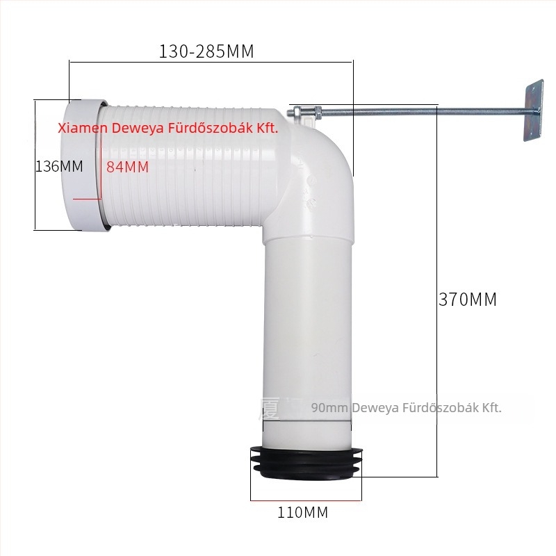 Deweiya PVC WC szennyvízcső - univerzális csatlakozás, modern minimál stílus