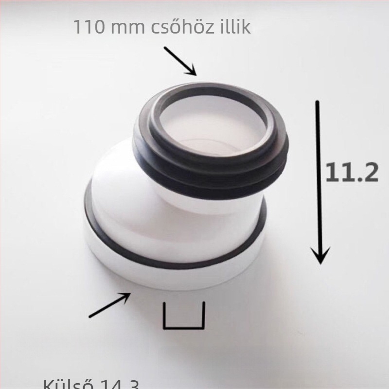 WC lefolyócső csatlakozó, megerősített PP cső, falra szerelhető, vízcsatlakozás