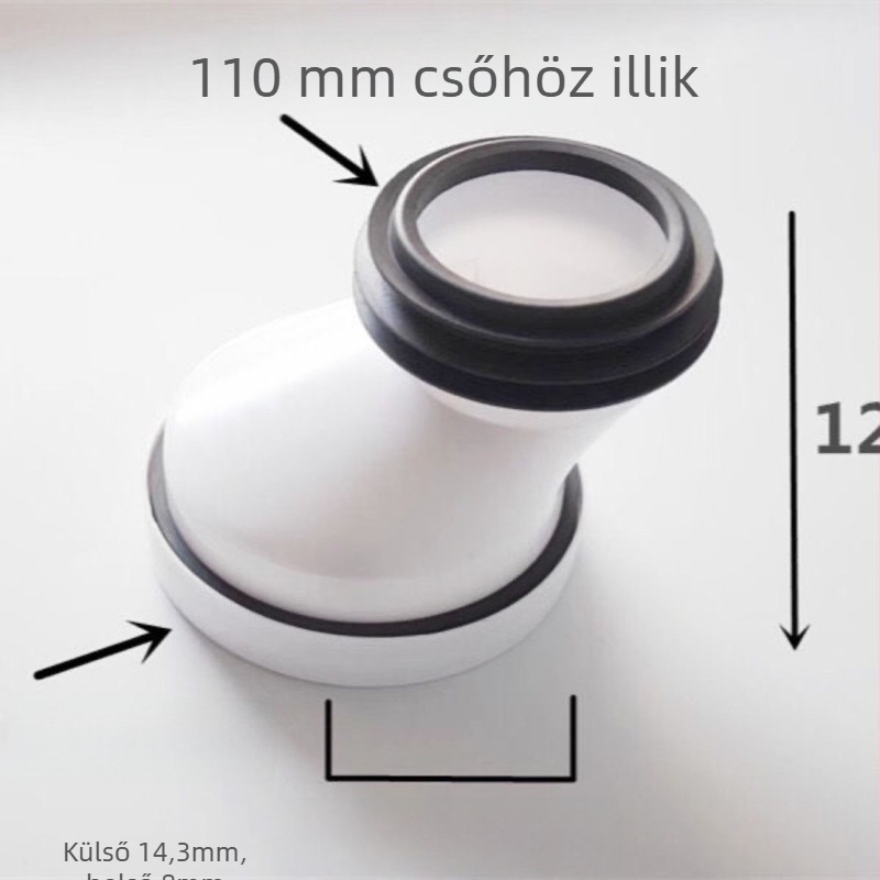 WC lefolyócső csatlakozó, megerősített PP cső, falra szerelhető, vízcsatlakozás