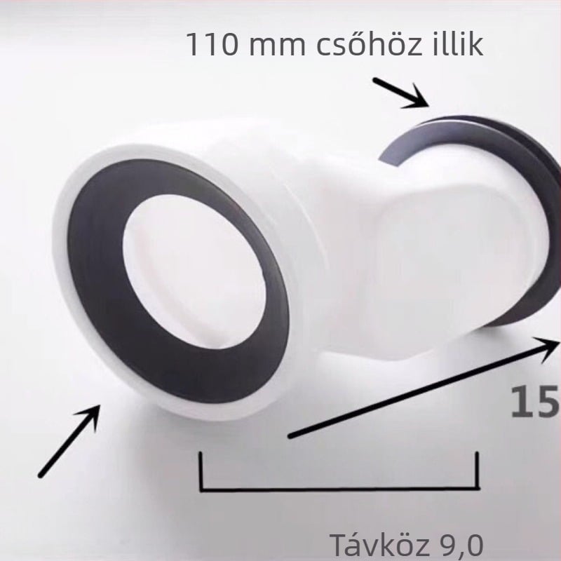 WC lefolyócső csatlakozó, megerősített PP cső, falra szerelhető, vízcsatlakozás