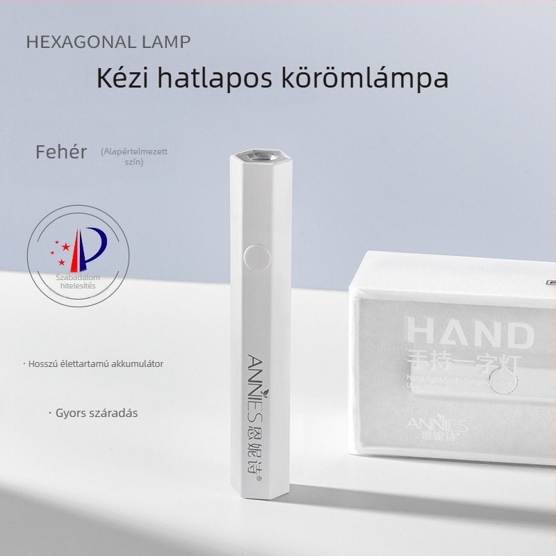 Hatszögletű kézben tartható fototerápiás lámpa manikűrhöz, újratölthető akkumulátorral