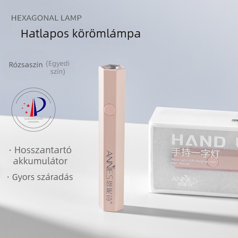 Hatszögletű kézben tartható fototerápiás lámpa manikűrhöz, újratölthető akkumulátorral