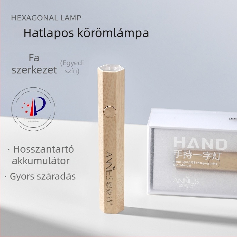 Hatszögletű kézben tartható fototerápiás lámpa manikűrhöz, újratölthető akkumulátorral