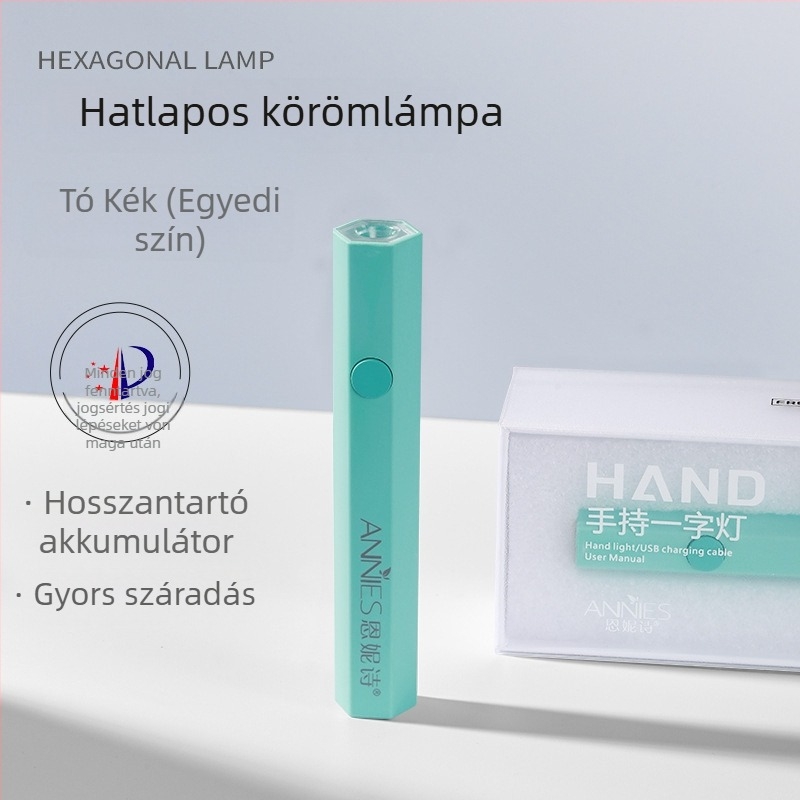 Hatszögletű kézben tartható fototerápiás lámpa manikűrhöz, újratölthető akkumulátorral