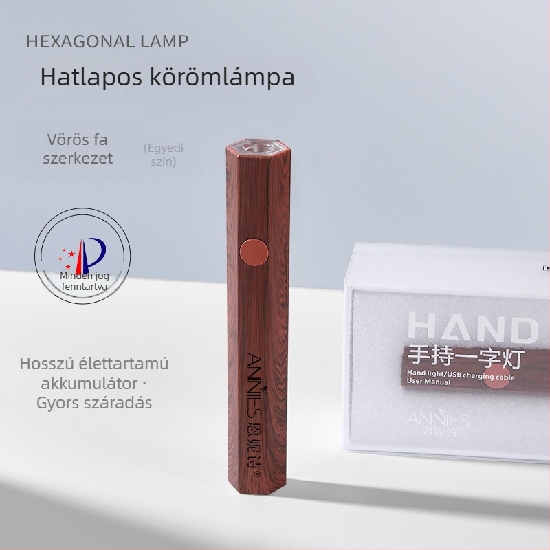Hatszögletű kézben tartható fototerápiás lámpa manikűrhöz, újratölthető akkumulátorral