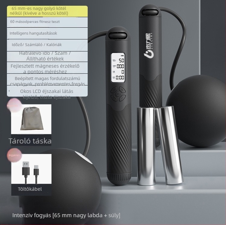 Vezeték nélküli okos ugrókötele számolóval, újratölthető, 2,8 m, fogantyú ABS+TPR