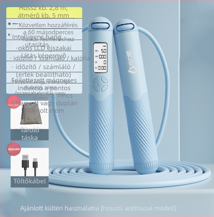 Vezeték nélküli okos ugrókötele számolóval, újratölthető, 2,8 m, fogantyú ABS+TPR