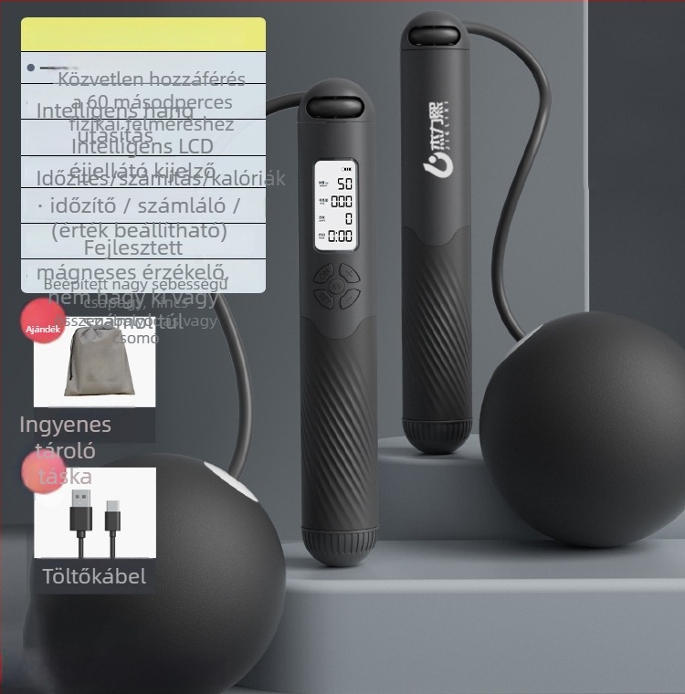 Vezeték nélküli okos ugrókötele számolóval, újratölthető, 2,8 m, fogantyú ABS+TPR