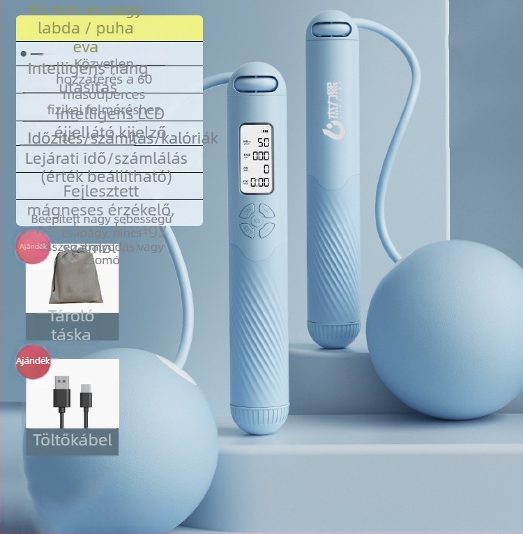 Vezeték nélküli okos ugrókötele számolóval, újratölthető, 2,8 m, fogantyú ABS+TPR