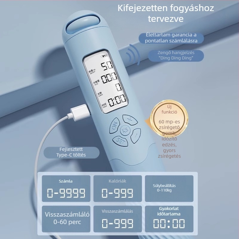 Vezeték nélküli okos ugrókötele számolóval, újratölthető, 2,8 m, fogantyú ABS+TPR