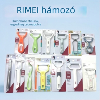 Hámozó zöldség- és gyümölcsök számára – rozsdamentes acél penge, műanyag nyél; sokfunkciós, három az egyben; 2021 nyarán debütált