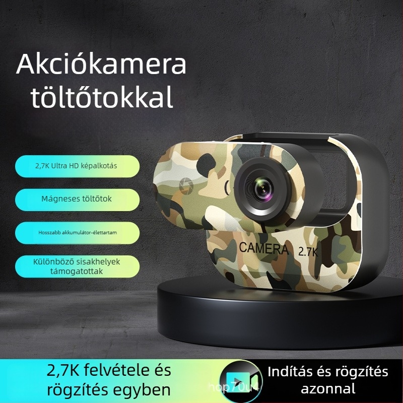 Sportkamera 0,96 hüvelykes LCD-vel, CMOS-szenzorral, elektronikus képstabilizációval, 1-3 órás akkumulátor-üzemidővel, kerékpározás közbeni felvételekhez és háziállatok megfigyeléséhez