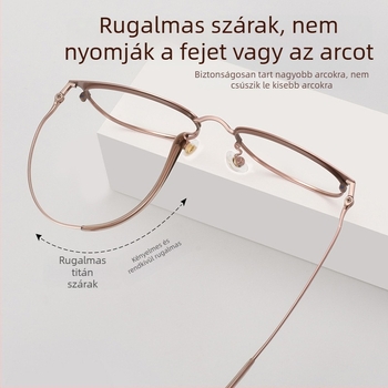 Női preszbiopiás szemüveg, kiváló élességgel, olvasó szemüveg titánium kerettel és kékfény-szűrővel 7026
