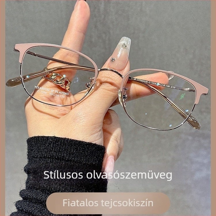 Női preszbiopiás szemüveg, kiváló élességgel, olvasó szemüveg titánium kerettel és kékfény-szűrővel 7026