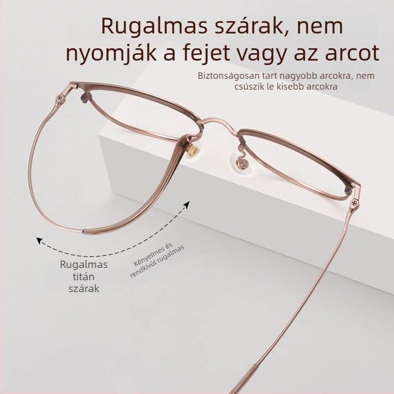 Női preszbiopiás szemüveg, kiváló élességgel, olvasó szemüveg titánium kerettel és kékfény-szűrővel 7026