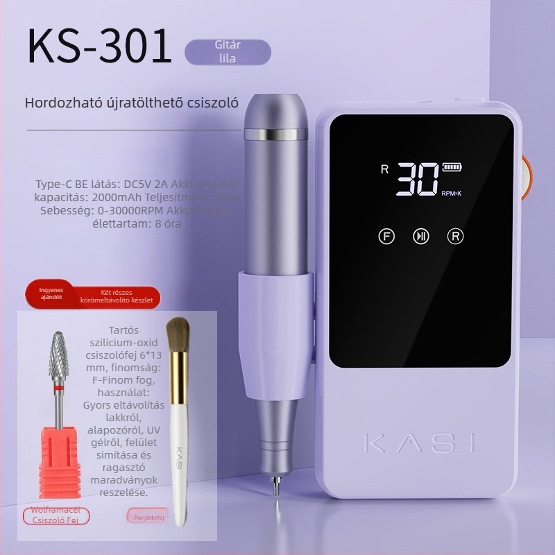 KaSi körömdíszítő csiszoló toll, csendes elektromos, vezeték nélküli akkumulátoros, KS301/KS311, otthoni használatra és manikűrszalon számára