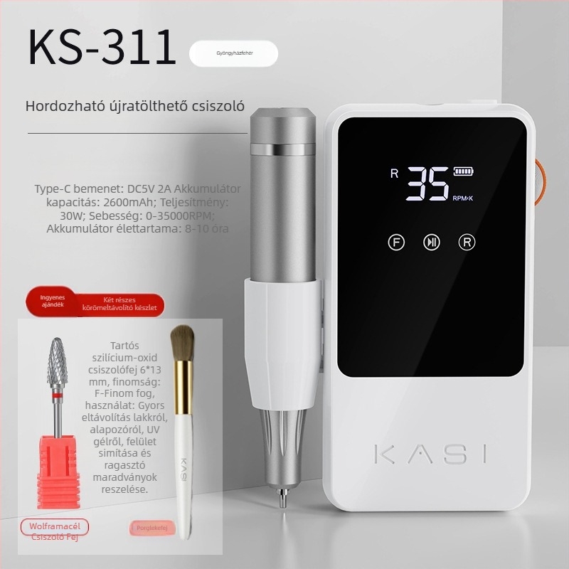 KaSi körömdíszítő csiszoló toll, csendes elektromos, vezeték nélküli akkumulátoros, KS301/KS311, otthoni használatra és manikűrszalon számára