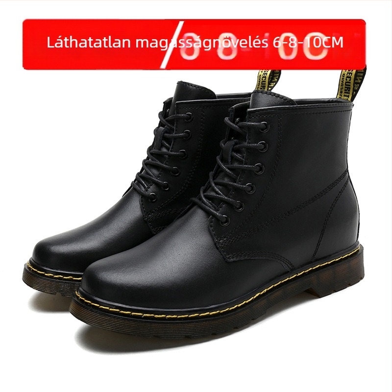 Martin csizma 10 cm rejtett magasságnöveléssel, PU felsőrész, gumitalp, középmagas szár