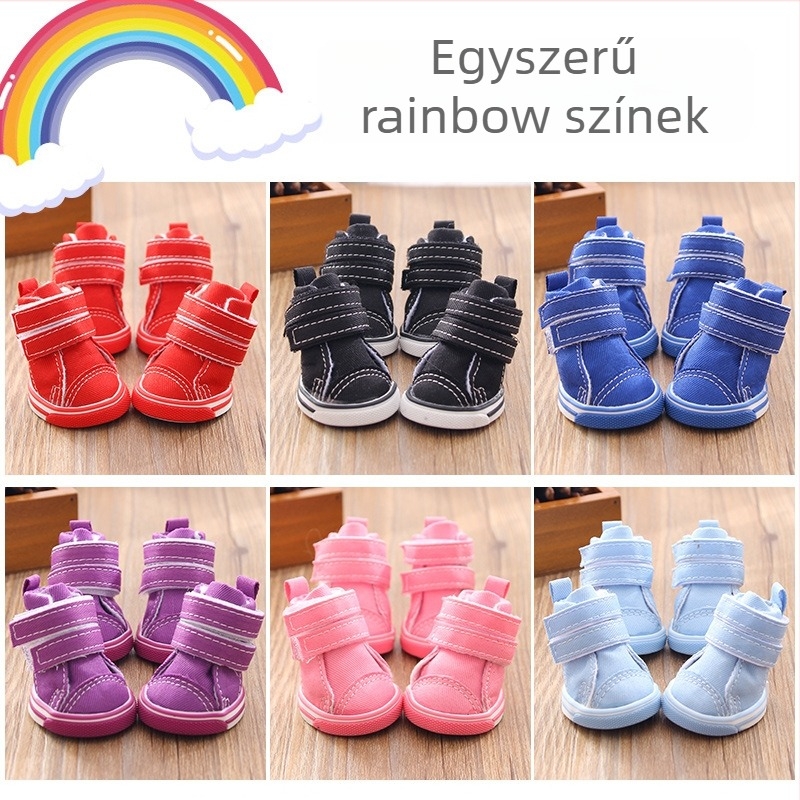 Kutyacipők téli használatra – csúszásmentes, vászon, 4 darabos készlet