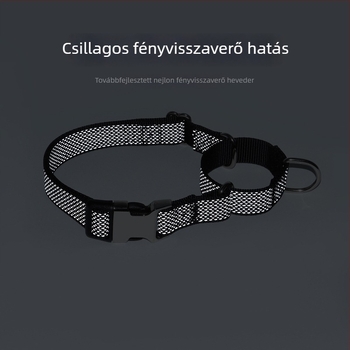 Csillagmintás fényvisszaverő Martingale kutyanyakörv gravírozott névvel