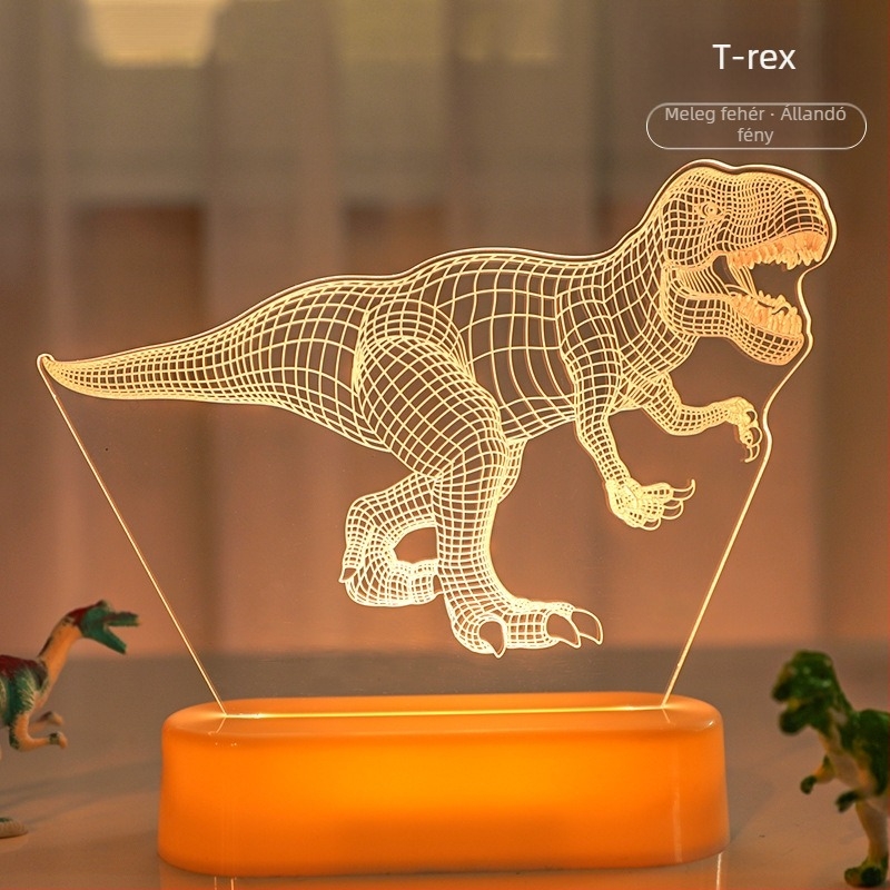3D akril dinoszaurusz éjszakai lámpa az asztalra — Cartoon állat lámpa beépített akkumulátorral és gombkapcsolóval, feszültség ≤36V