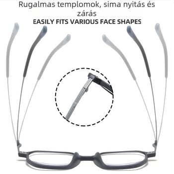 Olvasó szemüveg, ultra könnyű, nagy poligonális keret, kékfény elleni védelem, teljes keret, TR+fém keret