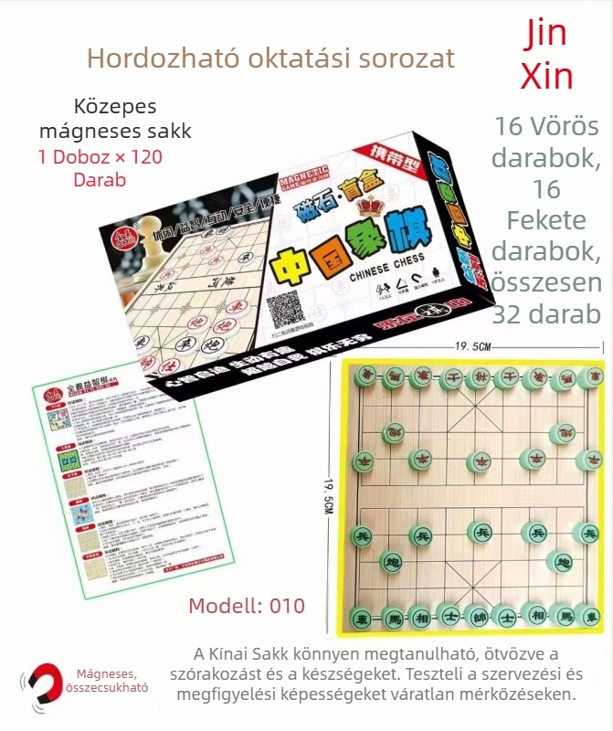 Hordozható mágneses játékkészlet: Chess, Flying Chess, Gobang, Snakes and Ladders, Checkers; ABS anyag, kb. 200 g, hordozható oktatási játék iskola, otthon és közösség számára