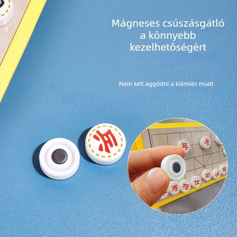 Hordozható mágneses játékkészlet: Chess, Flying Chess, Gobang, Snakes and Ladders, Checkers; ABS anyag, kb. 200 g, hordozható oktatási játék iskola, otthon és közösség számára