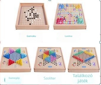 Fából készült 27 az 1-ben többfunkciós társasjáték-készlet: sakk, dáma és kínai sakk (Xiangqi) – asztali oktatív játék 7–14 éveseknek