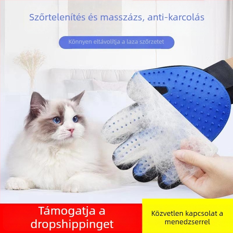 Gumis gondozókesztyű macskáknak és kutyáknak fürdetéshez – eltávolítja a laza szőrzetet; márka Other; eredet Kína; nem importált