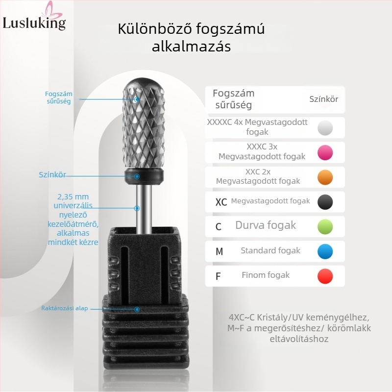 Körkörös fejű körömcsiszoló vég, wolframacél, kopásálló, 16 g, polírozó fej