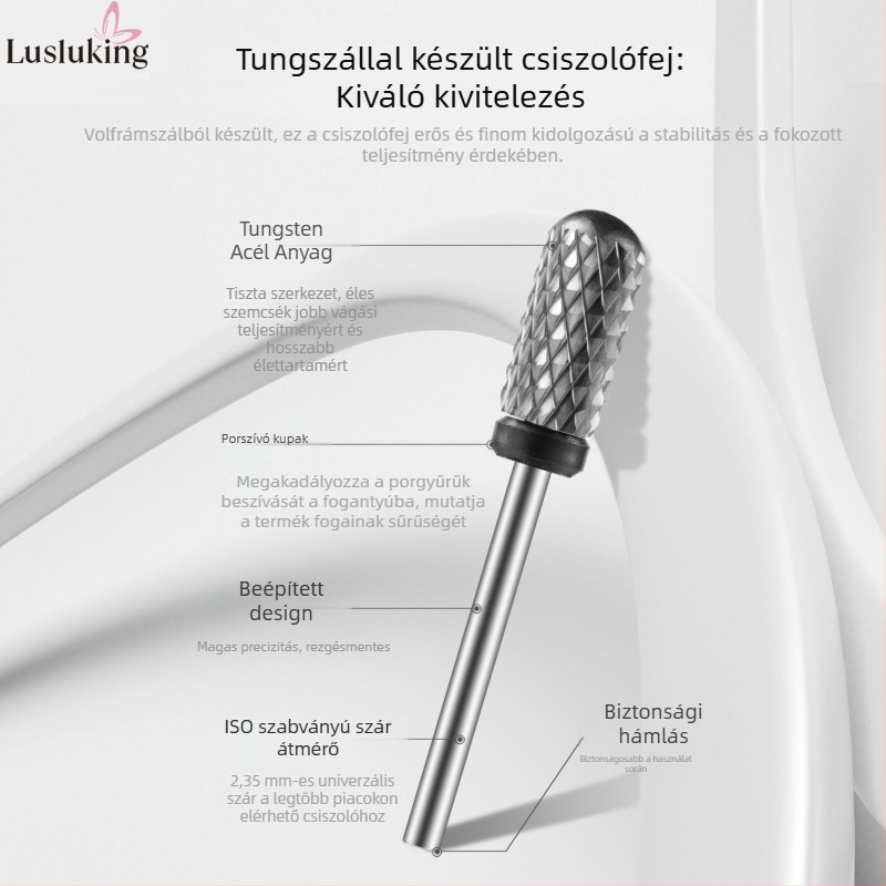 Körkörös fejű körömcsiszoló vég, wolframacél, kopásálló, 16 g, polírozó fej