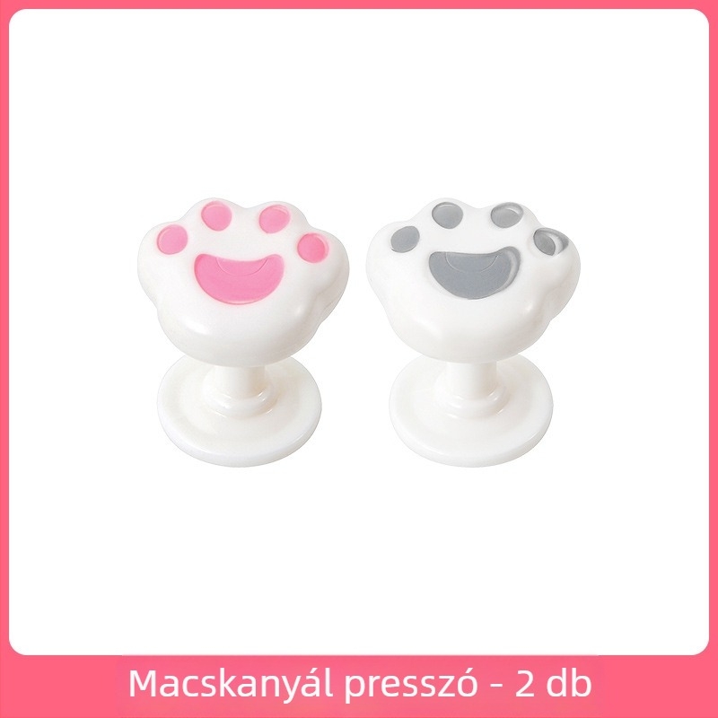 Macska tappancs WC-fedélemelő – ABS, öntapadó szerelés, érintésmentes, 2 darabos készlet