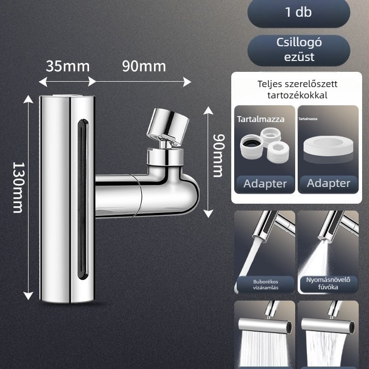 Konyhai csap extender forgó aerátorral, univerzális adapter (ABS, csavaros szerelés, forgó aerátor, konyhai csap)