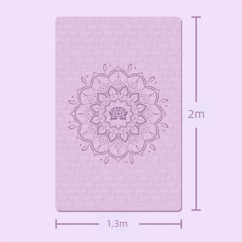 Kétszemélyes jóga matrac, TPE anyag, 8 mm vastagság, 3,2 kg tömeg, csúszásmentes és csendes, ütéscsillapítás, virágos mintával