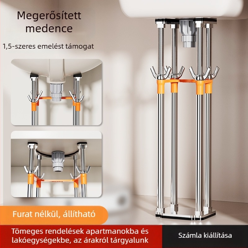 Mosogató alatti támasztókeret rozsdamentes acélból, modern minimalista stílus