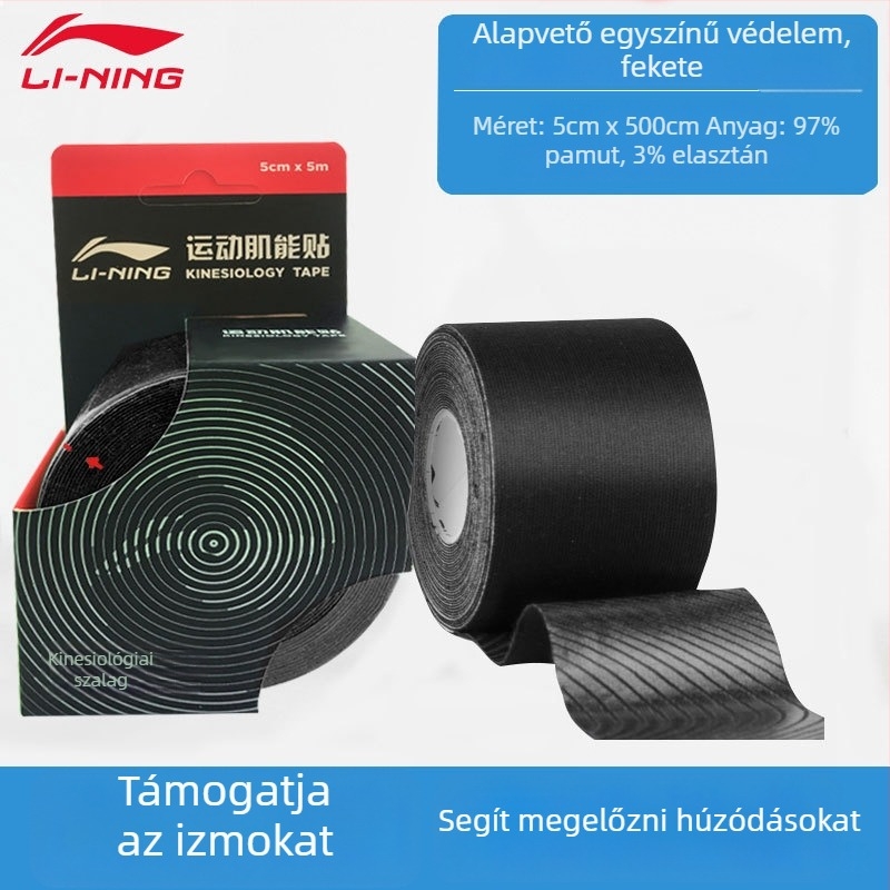 Li Ning Kineziós izompólya kosárlabdához – Öntapadós pamut izompólya, védett részek: tenyér, csukló, fej, derék, könyök, vádli, váll, térd, boka