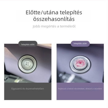 Cinkötvözetű autóindítás kapcsolóvédő sapka, egygombos indítási módosításhoz, univerzális illeszkedés, gyémántdíszítésű dekoratív matrica