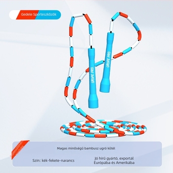 Bambusz fonálú ugrókötél PP gyöngyökkel, állítható, több színű gyöngyök, felnőtteknek és gyerekeknek