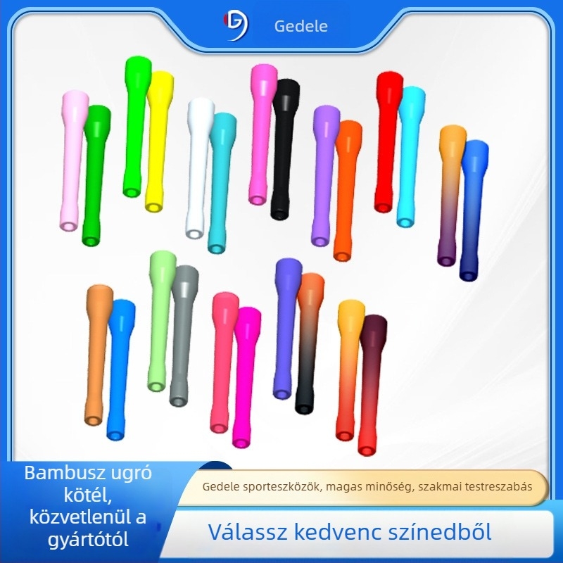 Bambusz fonálú ugrókötél PP gyöngyökkel, állítható, több színű gyöngyök, felnőtteknek és gyerekeknek