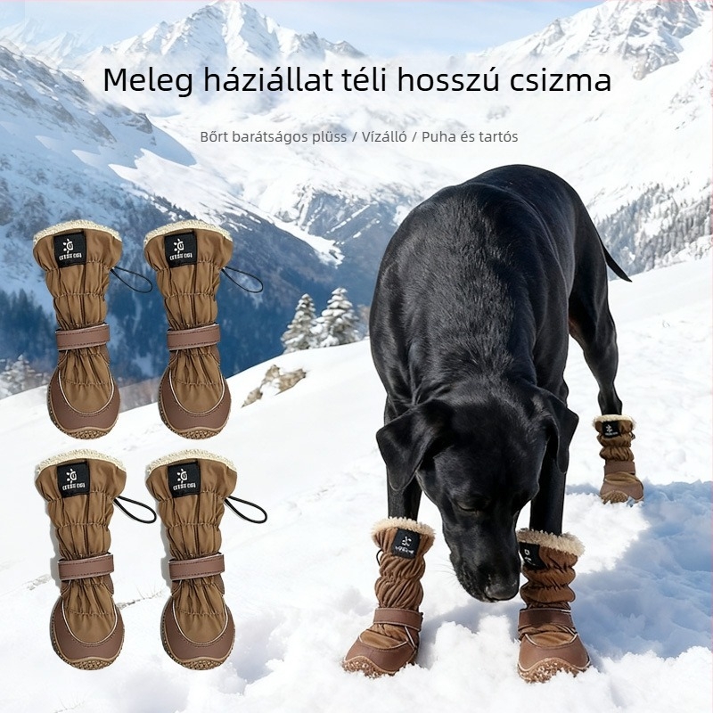 Space Dog Téli Kutyacipő: vízálló, csúszásmentes, velúr béléses, vastag, magas szárú