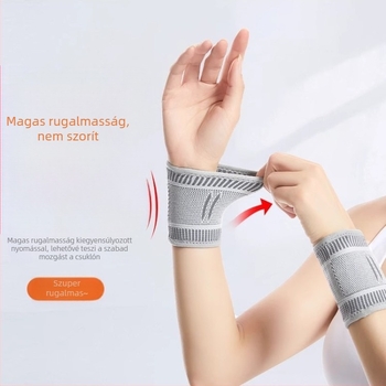 Grafén önmelegítő csuklópánt, univerzális sportokra; anyagok: grafén rost/latex fonal/nylon; sportágak: futball, kosárlabda, röplabda, tenisz, tollaslabda, asztalitenisz; védett rész: csukló