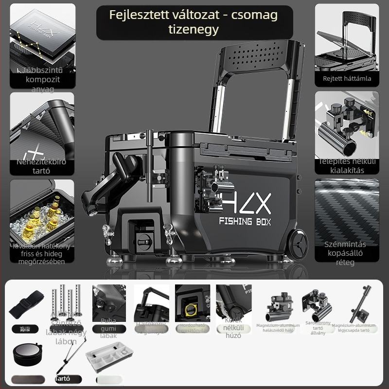 3600-as horgászláda sarkos toronnyal – ultra-könnyű, teljes készlet, ABS, megerősített, többszörös funkció; Márka Fairy in the painting; Kapacitás 32-45; Eredet Zhejiang