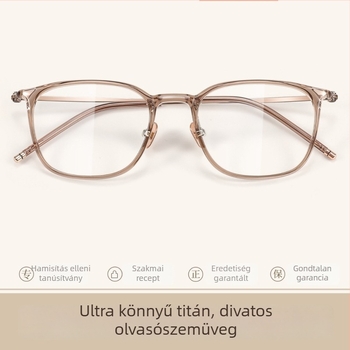 Női olvasó szemüveg - teljes keret, TR90 és titán keret, műanyag lencsék, ovális arcforma, rövidlátáshoz kompatibilis, literár retro stílus