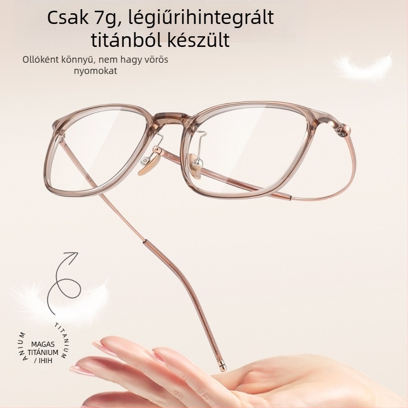 Női olvasó szemüveg - teljes keret, TR90 és titán keret, műanyag lencsék, ovális arcforma, rövidlátáshoz kompatibilis, literár retro stílus