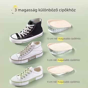 Szilikonból készült magasságot növelő fél talpbetét, uniszex, alkalmas sportcipőkhöz, bőr cipőkhöz és bakancsokhoz