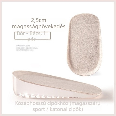 Szilikonból készült magasságot növelő fél talpbetét, uniszex, alkalmas sportcipőkhöz, bőr cipőkhöz és bakancsokhoz